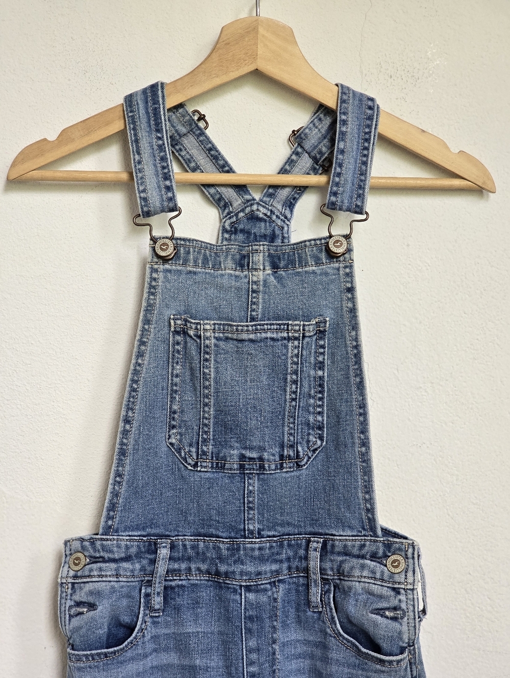 Hollister XS Distressed Denim Overalls Light Wash Skinny Fit - Picture 4 of 15